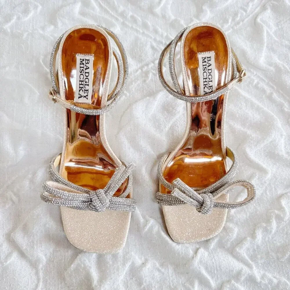 Badgley Mischka Effie Ankle Strap Sandal In Champagne Glitter